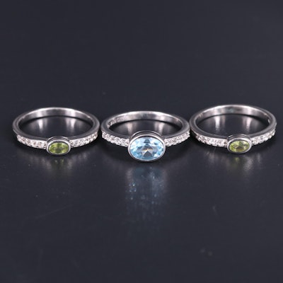 Sterling Silver Ring Collection Including Gemstones