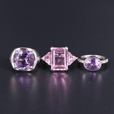 Sterling Silver Ring Collection Including Amethyst