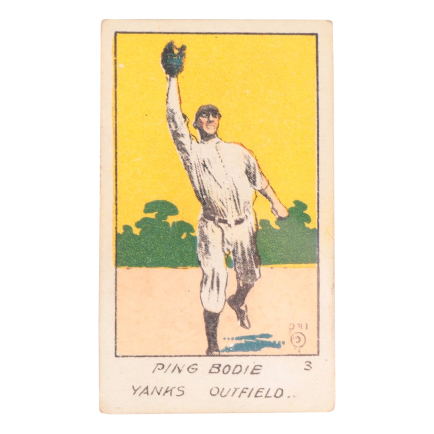 1920 W516 Ping Bodie #3 Outfield Hand Cut Baseball Strip Card