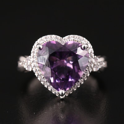 Sterling Amethyst and Sapphire Heart Ring