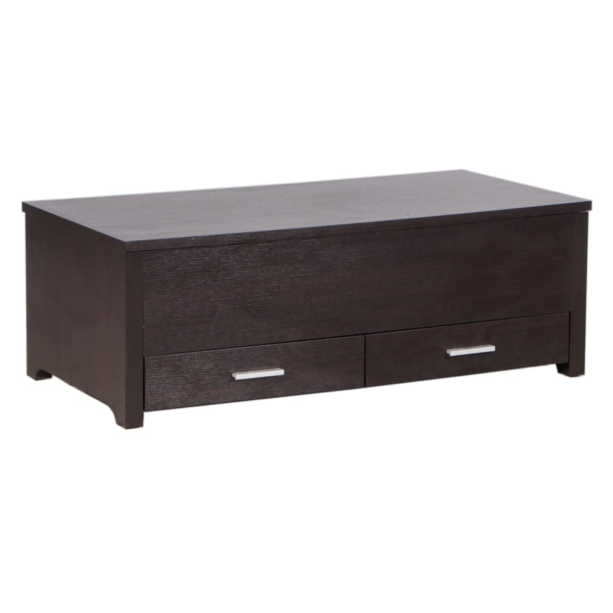 Contemporary Ebonized Wood Coffee Table with Storage