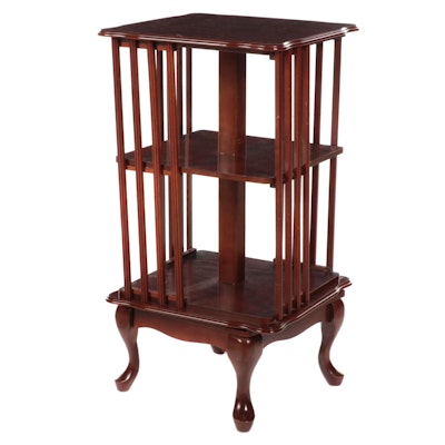 Queen Anne Style Cherrywood-Stained Revolving Bookcase