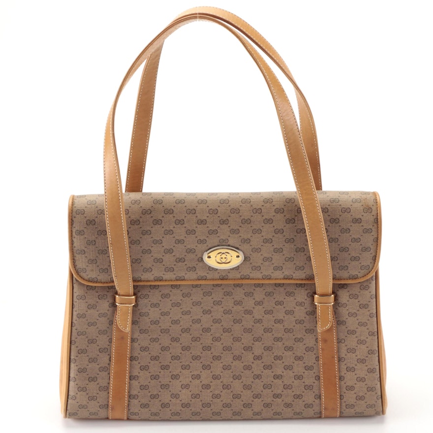Gucci Accordion Satchel Handbag in Micro GG Supreme Canvas and Leather