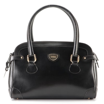 Gucci Two Handle Bag in Black Leather