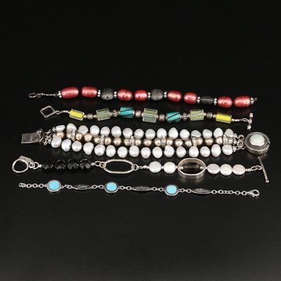 Sterling Bracelet Selection Featuring Smoky Quartz and Pearl