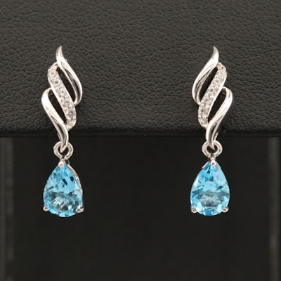 Sterling Swiss Blue Topaz and Sapphire Drop Earrings