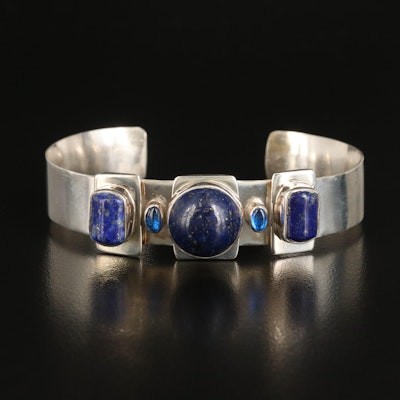 Lilly Barrack Sterling Lapis Lazuli and Spinel Cuff