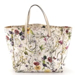 Gucci Medium Tote in Flora-Printed Canvas and Ivory Leather