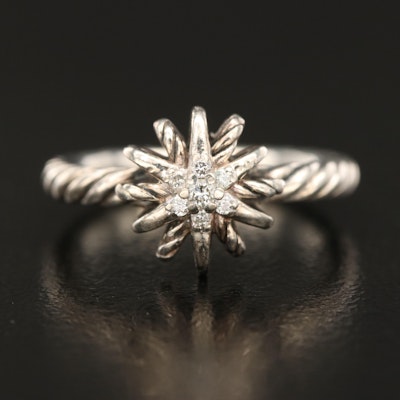 David Yurman "Petite Starburst" Sterling Diamond Ring