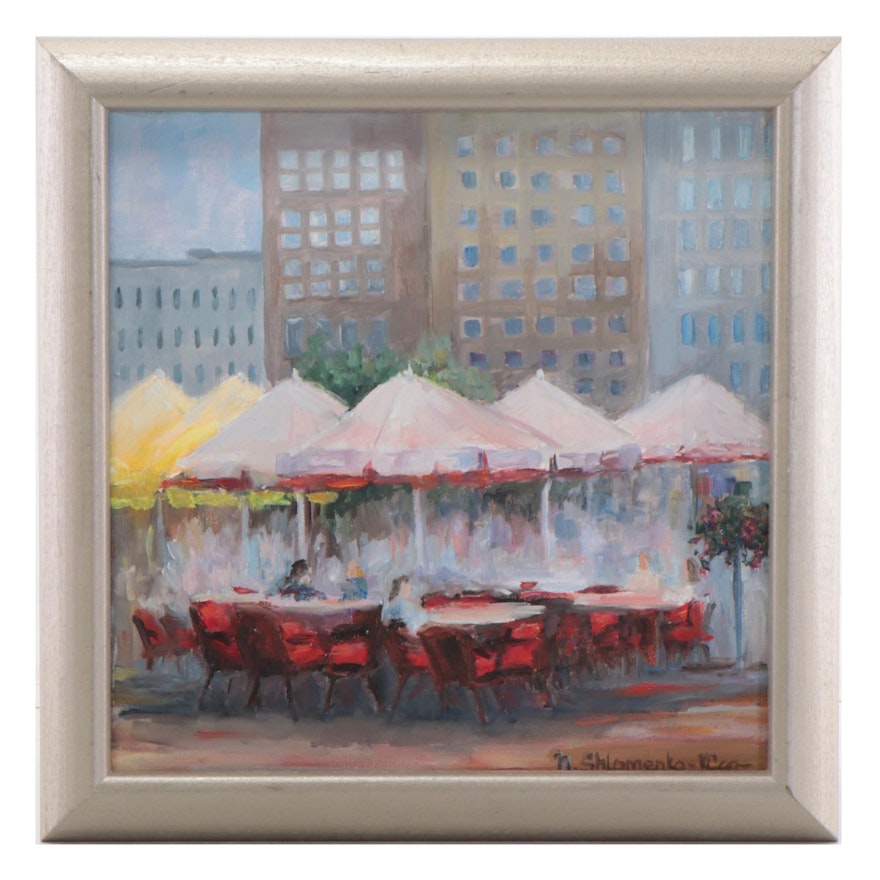 Nataliya Shlomenko Oil Painting "Cafe in the City," 2022