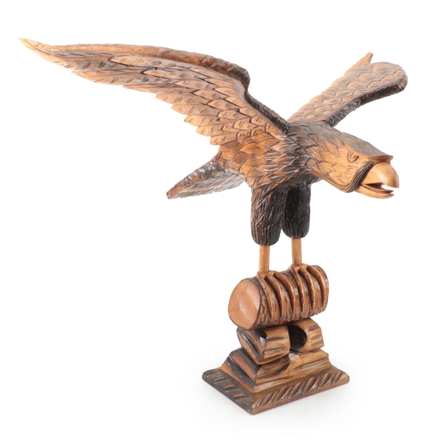 American Folk Art Carved Eagle Sculpture, 20th Century
