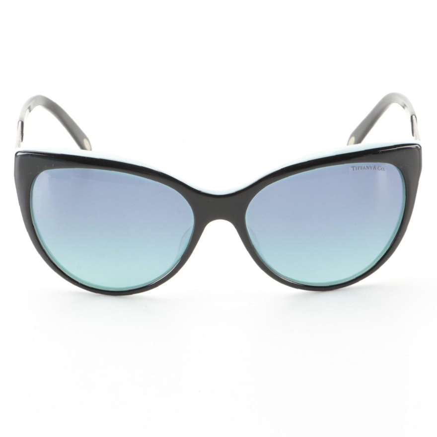 Tiffany & Co. TF-4119-F Black/Light Blue Modified Cat Eye Sunglasses with Case