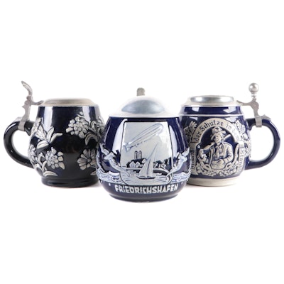 Mariz & Remy with Other German Westerwald Style Beer Steins, 20th Century