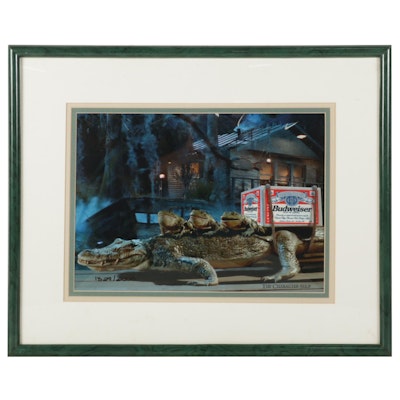 The Character Shop "Bud Frogs & Gator" Giclée Animation Cel, Circa 2000