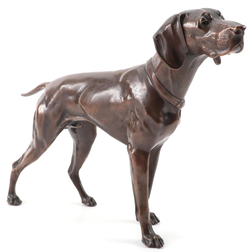 Jennings Brothers Bronzed Metal Pointer Dog, Early 20th Century