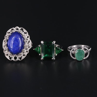 Assortment of Lapis Lazuli and Emerald Rings