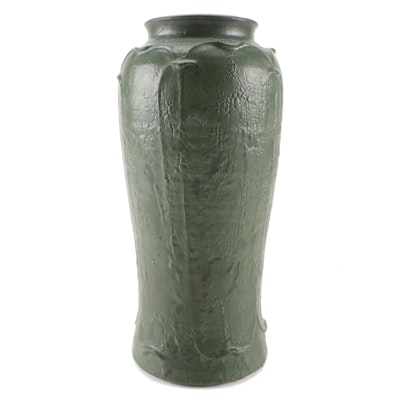 Ephraim Faience Pottery "Reflection" Curdled Leaf Green Glazed Vase