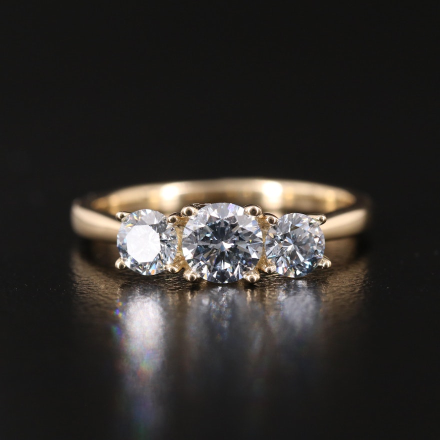 14K 0.95 CTW Lab Grown Diamond Three Stone Ring