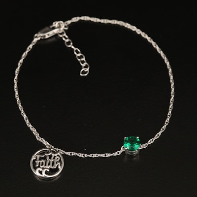 Sterling Emerald 'Faith' Bracelet