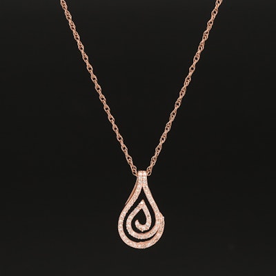 Sterling Diamond Openwork Pendant Necklace