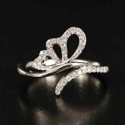 Sterling Diamond Butterfly Ring