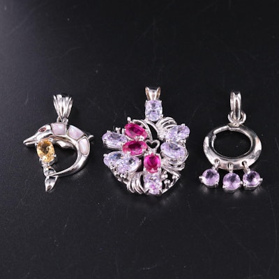 Sterling Silver Pendant Collection Including Purple Amethyst