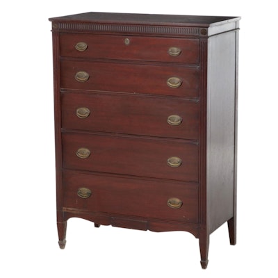 Davis Cabinet Co. Federal Style Mahogany-Stained Chest of Drawers, 1940s