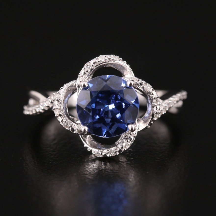 Sterling Sapphire and Diamond Ring