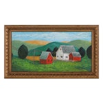Farm Landscape Acrylic Painting, 21st Century