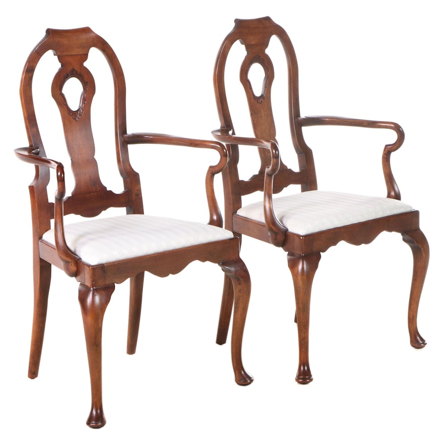 Bittners Made Queen Anne Style Walnut Armchairs
