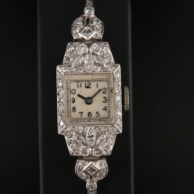 Vintage Blancpain Platinum and 1.00 CTW Diamond Wristwatch