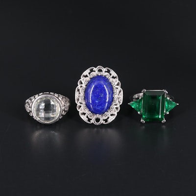 Ring Collection Including Emerald and Lapis Lazuli