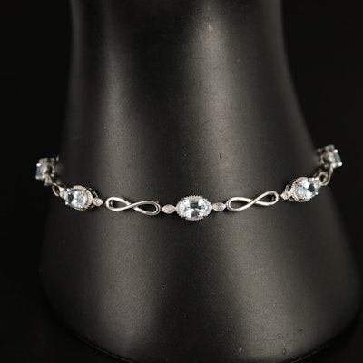 Sterling Aquamarine and Sapphire Infinity Link Bracelet