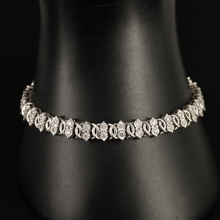 Sterling 1.04 CTW Diamond Bracelet