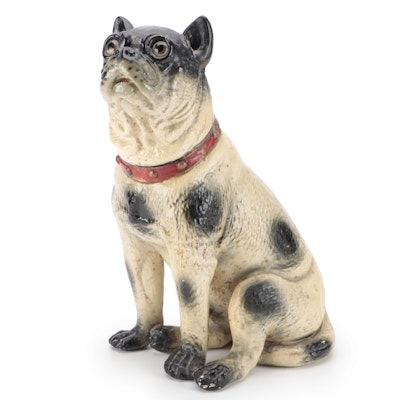 Folk Art Chalkware Model Of A Pug