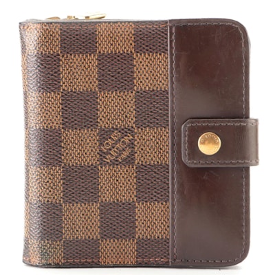 Louis Vuitton Compact Wallet in Damier Ebene Canvas and Leather
