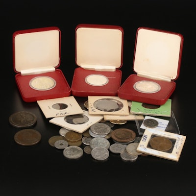Group of World Coins Nearly One Hundred Coins Including Silver