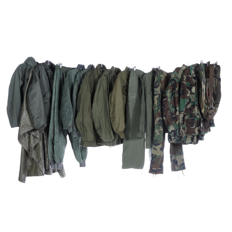 U.S. Military Cold and Hot Weather Combat Uniforms with Accessories
