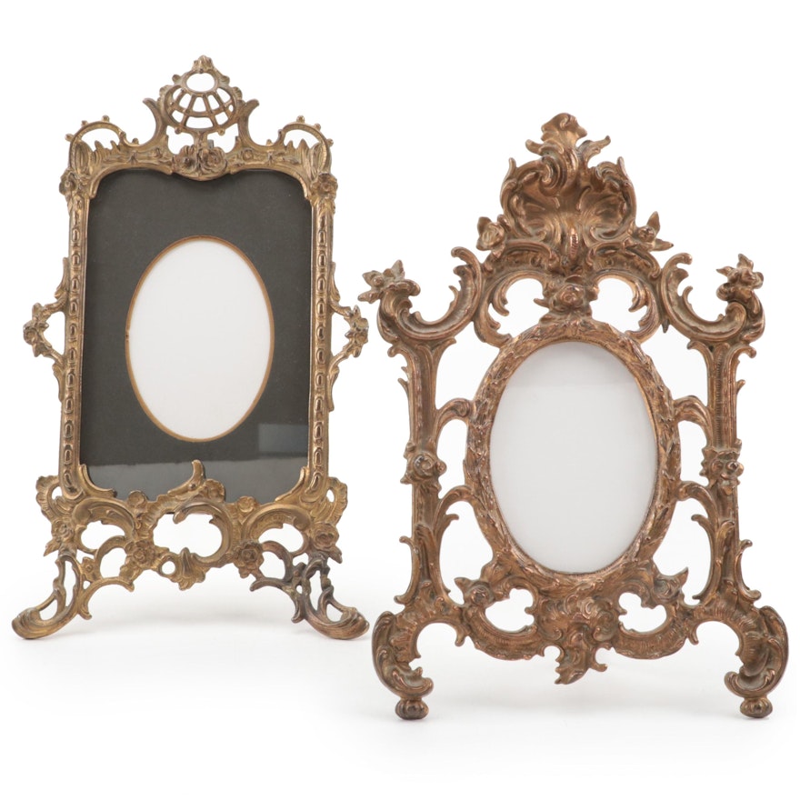 Neoclassical Style Gilt Metal Table Top Picture Frames