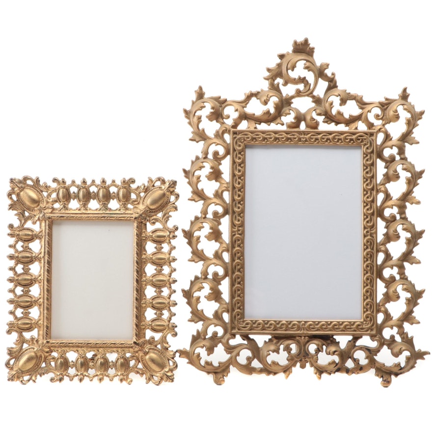 Neoclassical Style Gilt Metal Table Top Picture Frames
