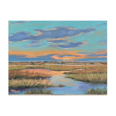 James Baldoumas Oil Painting "Marsh Sunset," 2022