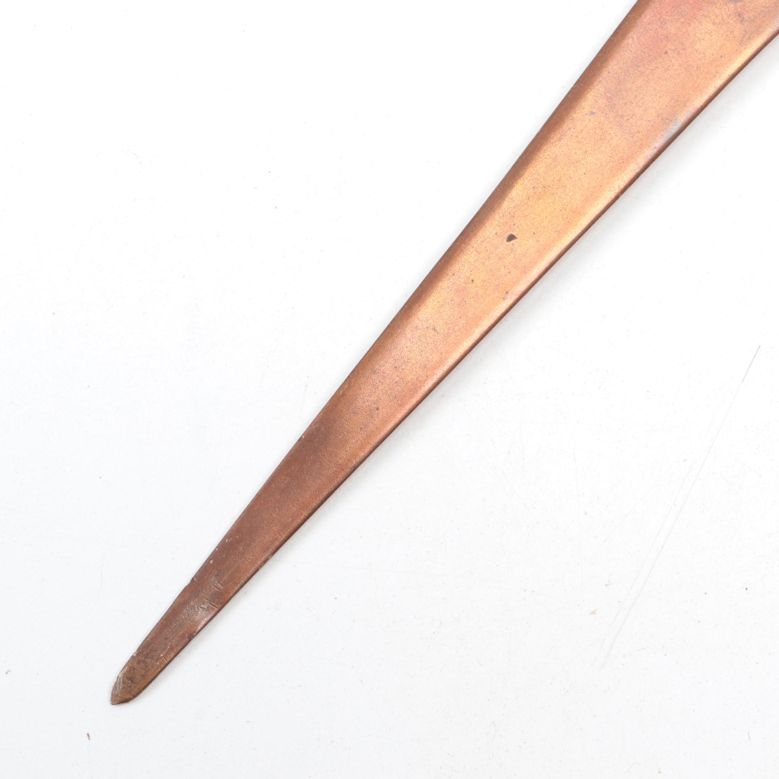 Copper Letter Opener with Floral and Foliate Silver Metal Overlay EBTH