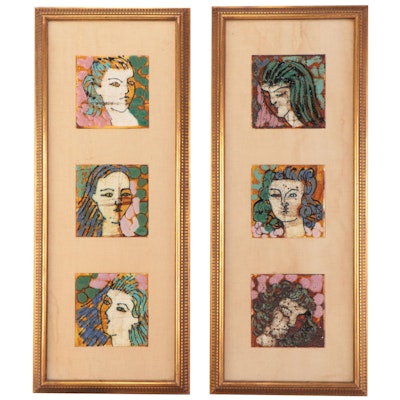 Harris G. Strong (1920-2006) Framed Tiles of Portraits of Women