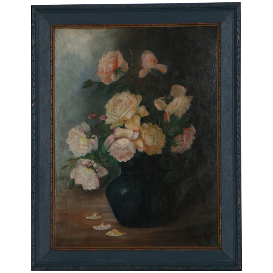 Floral Still Life Oil Painting of Bouquet, Mid to Late 20th Century