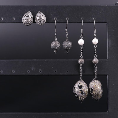 Sterling Silver Earring Collection Including Diamonds