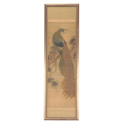 Chinese Scroll Painting of a Peacock, 19th Century