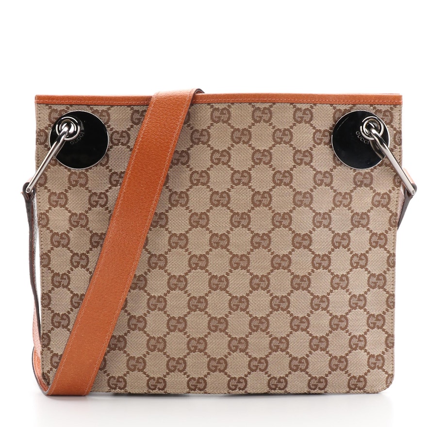 Gucci Eclipse Slim Shoulder Bag in GG Canvas and Cinghiale Leather