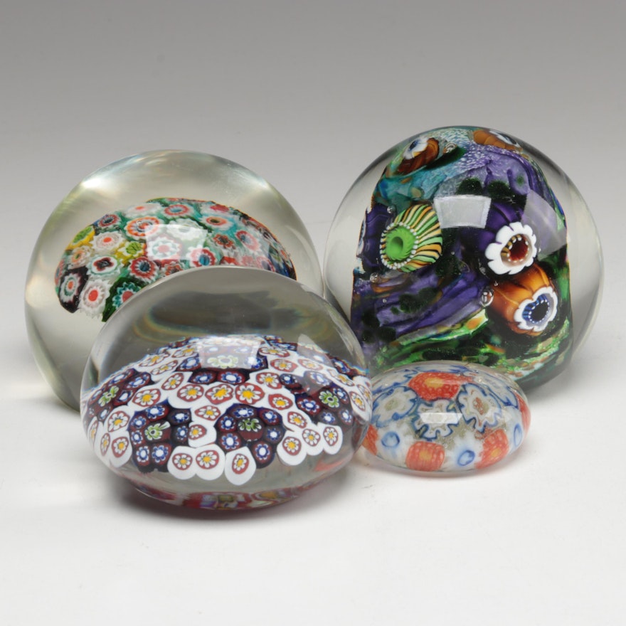 Murano Style and Other Handcrafted Murrine and Millefiori Art Glass Paperweights