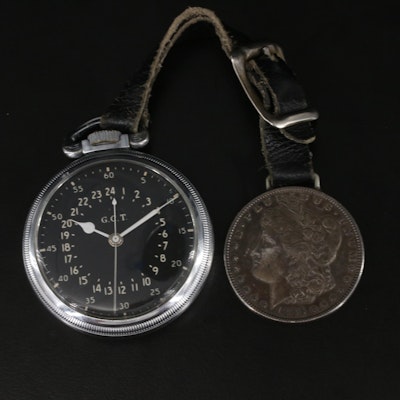 WWII Issue Hamilton Military Watch with Morgan Dollar Fob