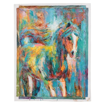 Sasha Oil Painting of Abstract Horse, 21st Century